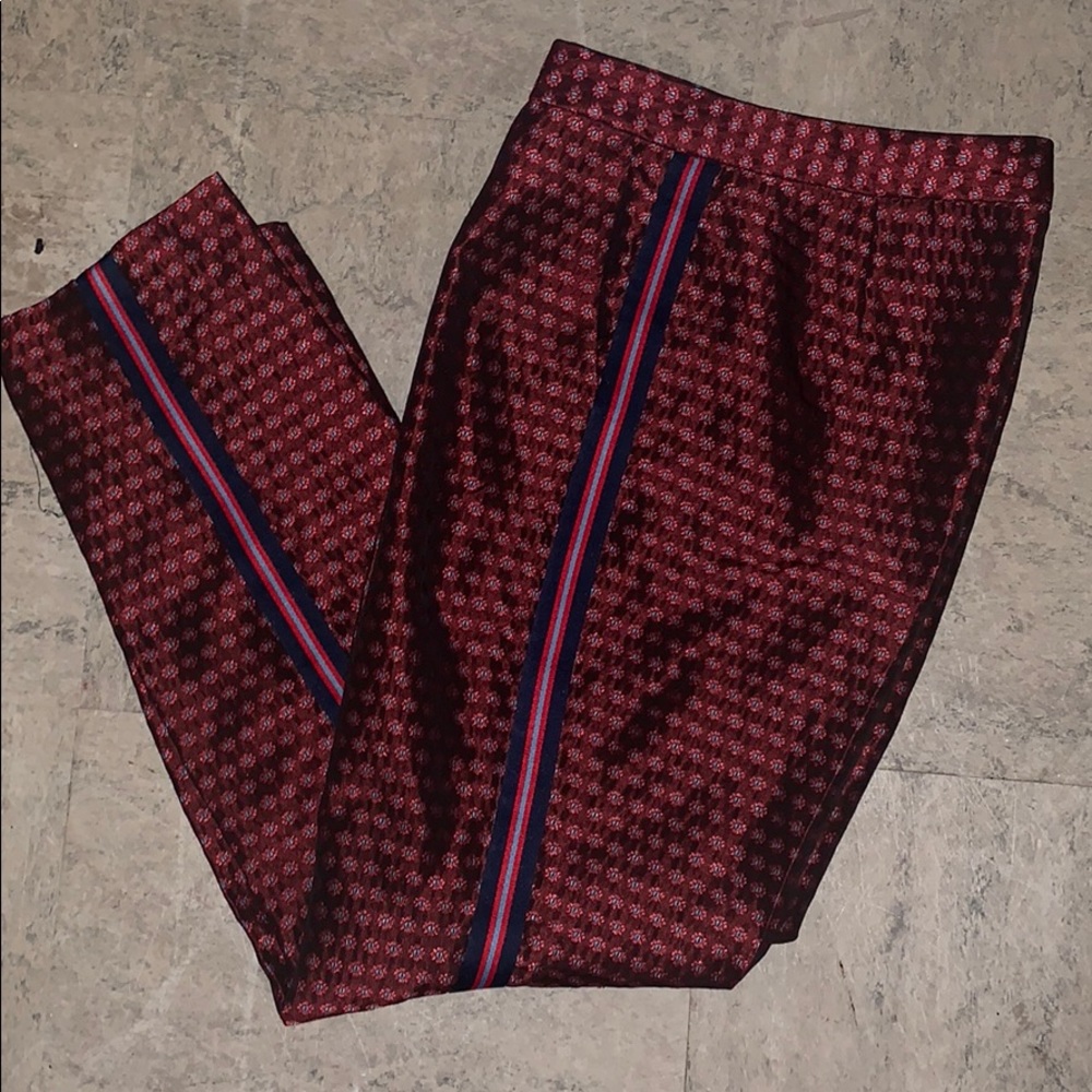 Zara red side stripe patterned dress pants